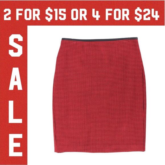๐ด EXPRESS red & black houndstooth print pencil skirt - Picture 1 of 6